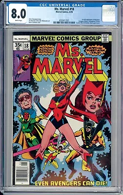 Buy Ms. Marvel #18 - CGC 8.0 - White - 1st Full App. Of Mystique (1978) Newsstand • 108.92£