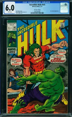 Buy Incredible Hulk #141 CGC 6.0 1971 RARE UK Price Ed! 1st Doc Samson! N10 406 Cm • 274.92£