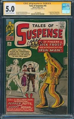 Buy TALES OF SUSPENSE #45 CGC SS 5.0 Signed Larry Lieber 1963 1ST PEPPER POTTS • 970.76£