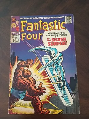 Buy Fantastic Four #55 SILVER SURFER Classic Kirby Cover Marvel Comic 1966 VG+ • 58.35£