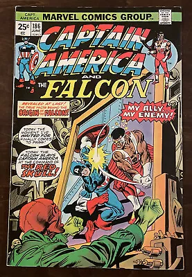 Buy Captain America #186 ORIGIN OF FALCON KEY ISSUE MARVEL COMICS 1975 • 7.76£