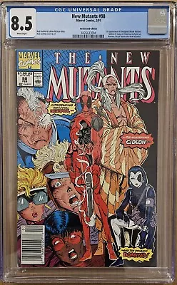 Buy New Mutants #98 CGC 8.5 Newsstand WHITE PAGES 1st Appearance Deadpool 1991 • 291.23£