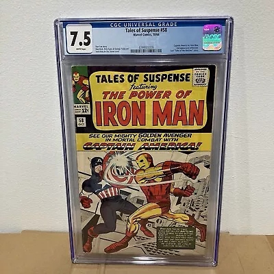 Buy Tales Of Suspense 58 CGC 7.5 White Pages Captain America Vs Iron Man Jack Kirby • 389£