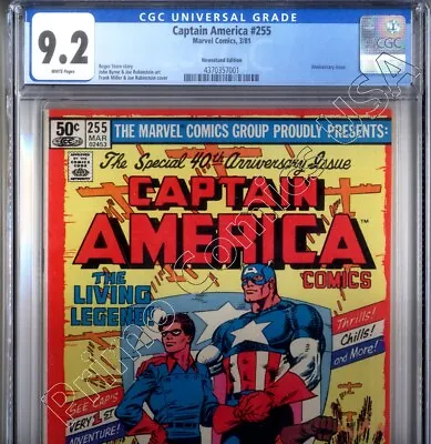 Buy PRIMO:  CAPTAIN AMERICA #255 Anniversary Bucky 1981 Marvel Comics NM- 9.2 CGC • 34.91£