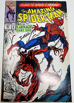 Buy AMAZING SPIDER-MAN #361 1992 6.0 Origin & 1st App Carnage SIGNED MARK BAGLEY • 66£