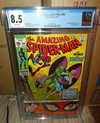 Buy Marvel Comics Amazing Spiderman 94 CGC White Pages 8.5 Avengers 1971 • 249.99£