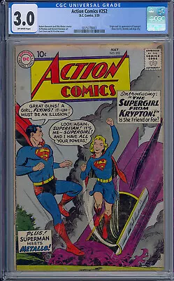 Buy Action Comics #252 Cgc 3.0 Supergirl 1st Appearance 1959 Superman • 1,619.23£