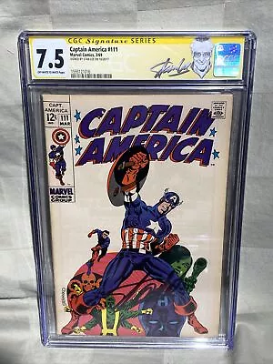 Buy Captain America #111 Cgc 7.5 Jim Steranko Signature Series Signed Stan Lee • 1,472.41£