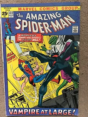 Buy Amazing Spiderman #102 Nov 1971 2nd Morbius Appearance Lizard App Cents • 40£