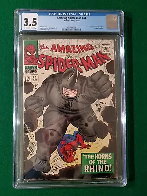 Buy Amazing Spider-man #41 Cgc 3.5 Ow/w 1966 1st Appearance Of Rhino Marvel Comics • 271.81£
