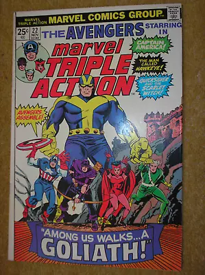 Buy MARVEL TRIPLE ACTION # 22 AVENGERS 28 LEE HECK 25c 1974 BRONZE AGE COMIC BOOK • 0.99£