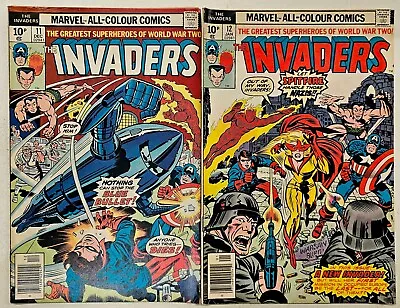 Buy Bronze Age Marvel Comic Invaders 2 Key Issue Lot 11 12 High Grade VG 1st Spitfir • 2.21£