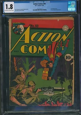 Buy Action Comics #60 CGC 1.8 Lois Lane 1st App. Superwoman Superman DC Comics 1943 • 772.73£