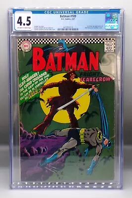 Buy CGC 4.5 DC Comics BATMAN #189 Gardner Fox 1st SCARECROW Silver Age KEY D.c. !!! • 267.93£