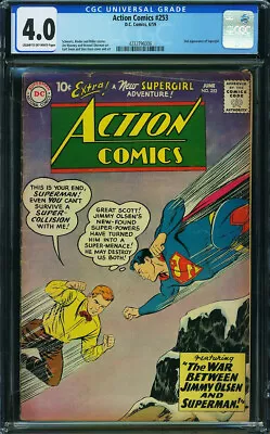 Buy Action Comics #253 CGC 4.0 1959 DC Key 2nd App Supergirl! Silver Age! P7 426 Cm • 228.32£