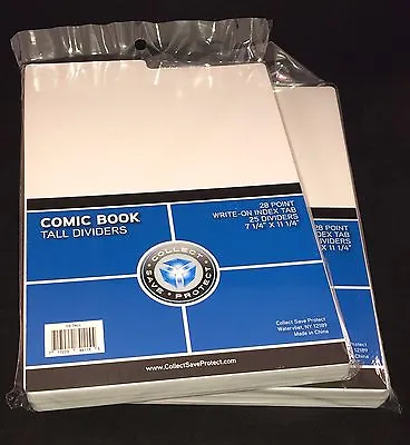 Buy (50) NEW CSP Acid Free White Tab Comic Book Tall Dividers For Comic Boxes 11.25  • 23.30£