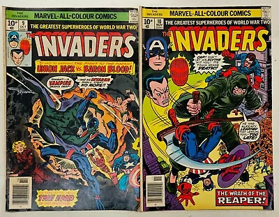 Buy Bronze Age Marvel Comic Invaders 2 Key Issue Lot 9 And 10 High Grade VG • 2.71£