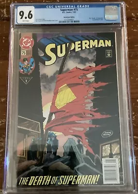 Buy SUPERMAN #75 - CGC 9.6 - NEWSSTAND DEATH OF SUPERMAN 1/93 1st Printing • 77.79£