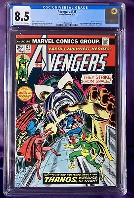 Buy Avengers #125 CGC 8.5 VF+  1st Avengers Thanos Cover John Romita 1974 ICONIC MCU • 97.04£