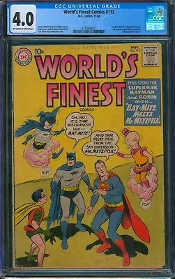 Buy World's Finest Comics #113 ⭐ CGC 4.0 ⭐ 1st Arrowette! Bat-Mite Mxyzptlk DC 1960 • 115.71£