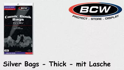 Buy BCW - 100 Comic Book Bags - Cases - Silver - For Thick / Thick Comics - NEW! • 5.24£