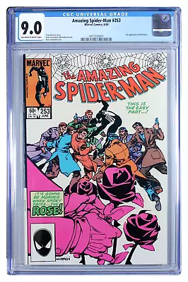 Buy Amazing Spider-Man #253 1st App The Rose CGC VF/NM 9.0 OW-White Pages 4417100001 • 30.29£