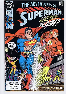 Buy The Adventures Of Superman #463 DC Pub 1989 '' Superman Vs. Flash Race ! '' • 15.53£