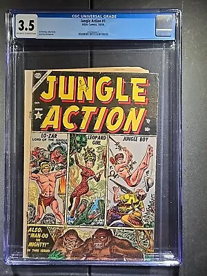 Buy 1954 JUNGLE ACTION #1 - Al Hartley Art - Atlas Comics - CGC 3.5 • 66.01£