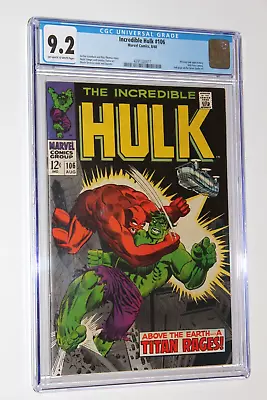 Buy Incredible Hulk #106 🌟 CGC 9.2 🌟 Missing Link Nick Fury Silver Age Marvel 1968 • 224.44£