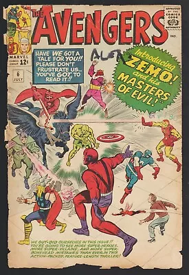 Buy AVENGERS #6 1st App ZEMO And His MASTERS OF EVIL 1964 BLACK KNIGHT -C FR • 27.18£