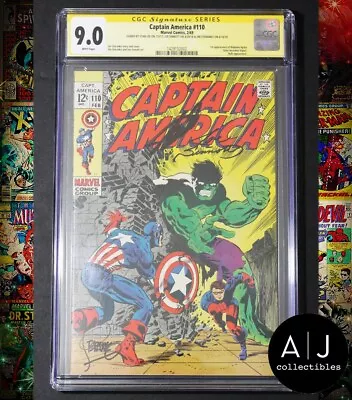 Buy Captain America #110 CGC 9.0 SS Signed By Stan Lee Jim Steranko Joe Sinnott 1969 • 1,475.52£
