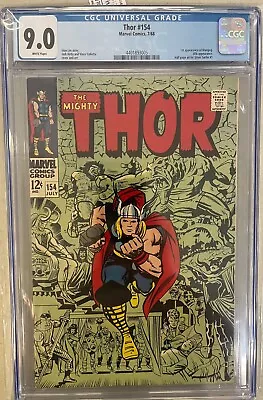 Buy The Mighty THOR #154 Marvel Comics 1968 9.0 Cgc FREE SHIPPING! • 186.39£
