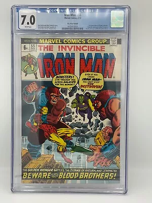 Buy IRON MAN #55 1st Thanos UK Price Marvel Comics 1973  CGC 7.0 • 675£