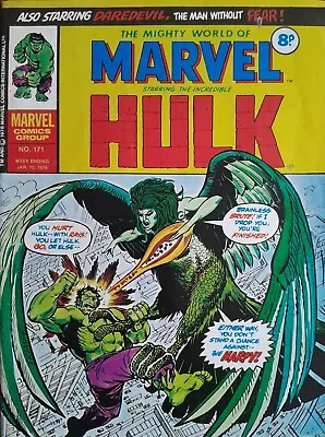 Buy The Mighty World Of Marvel THE INCREDIBLE HULK No. 171 Jan. 10th 1976 Comic VGC • 8.99£