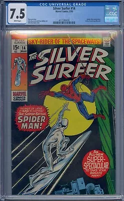 Buy Silver Surfer #14 Cgc 7.5 Spider-man John Buscema White Pages 3010 • 186.38£