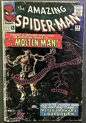 Buy The Amazing Spider-man Comic #28 (marvel,1965) 1st Molten Man App. Silver Age ~ • 69.89£