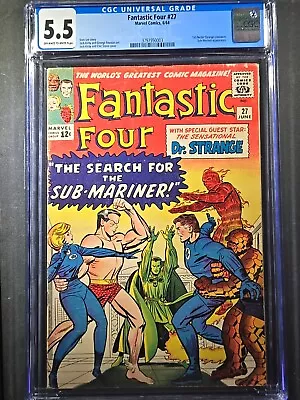 Buy 1964 FANTASTIC FOUR #27 - 1st Dr. Strange Crossover - Kirby - Marvel - CGC 5.5 • 139.26£