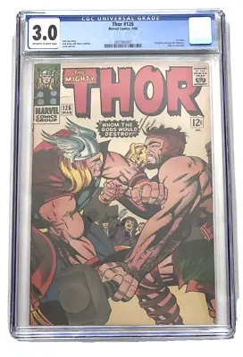 Buy Vintage Thor #126 (1966) CGC 3.0 - A Marvel Classic • 146.82£