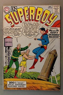 Buy Superboy #100 *1962*  Ma And Pa Kent's Incredible Delusion!  2-Page Krypton Map! • 76.88£