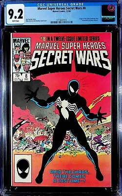 Buy Marvel Super Heroes Secret Wars #8 CGC 9.2 White Pages 1st Black Suit Venom 1984 • 155.32£