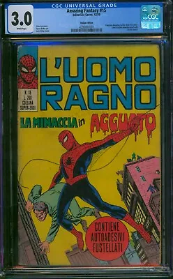 Buy AMAZING FANTASY #15 ITALIAN EDITION (1970) ⭐ CGC 3.0 ⭐ Rare! Spider-Man Comic • 539.74£