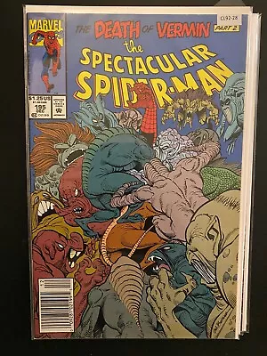 Buy The Spectacular Spider-Man 195 News Stand Variant High Grade Marvel CL92-28 • 7.76£