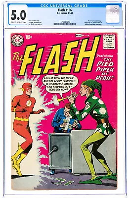 Buy Flash #106 (1959) CGC 5.0 1st Gorilla Grodd And Pied Piper! JLA! 2nd Issue Q5 Cm • 1,163.11£
