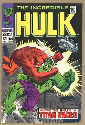 Buy Incredible Hulk 106 FN M. Severin! Trimpe! Missing Link! SHIELD 1968 Marvel V330 • 31.06£