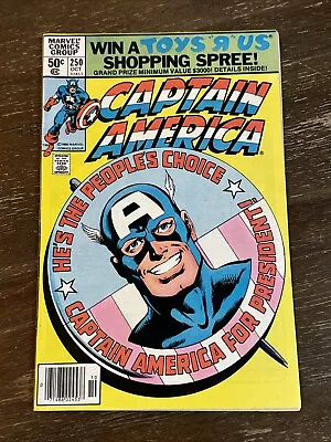 Buy Captain America #250 Newsstand (Marvel 1980) Iconic John Byrne Cover VF/NM • 23.30£