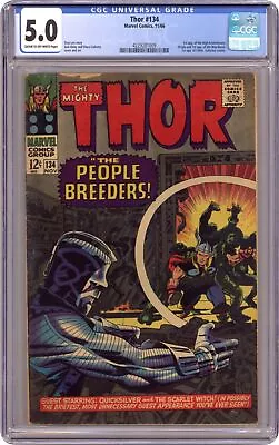 Buy Thor #134 CGC 5.0 1966 4229281009 1st App. High Evolutionary, Man-Beast • 93.19£