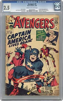 Buy Avengers #4 CGC 2.5 1964 0919754002 1st Silver Age Captain America And Bucky • 776.61£