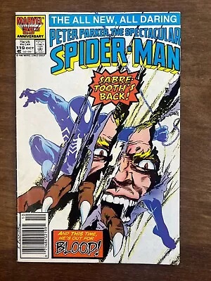 Buy Spectacular Spider-Man 119 Marvel Comics 6th App Sabretooth Newsstand 1986 • 3.11£