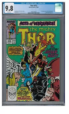 Buy Thor #412 (1989) Key 1st Full New Warriors CGC 9.8 White Pages JJ947 • 131.98£