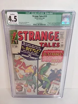 Buy STRANGE TALES #123 CGC 4.5 OW-W 1964 LEE/KIRBY, Ditko 1st Beetle THOR/DR STRANGE • 31.12£